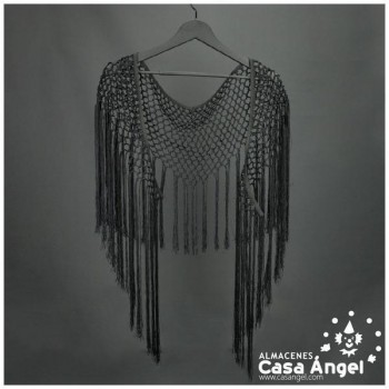 MANTÓN ENREJADO DE SEDA COLOR NEGRO ADULTO