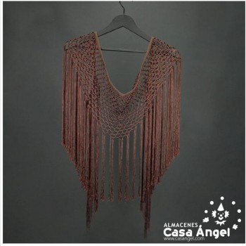 MANTÓN ENREJADO DE SEDA COLOR MARRÓN ADULTO