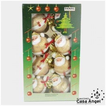 BOLAS PAPÁ NOEL ORO SET 8 UNIDADES