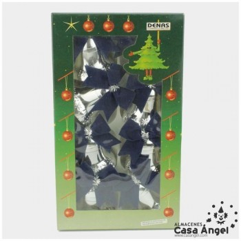 CAMPANAS PLATEADAS CON LAZO AZUL SET 10 UNIDADES