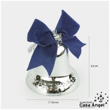 CAMPANAS PLATEADAS CON LAZO AZUL SET 10 UNIDADES