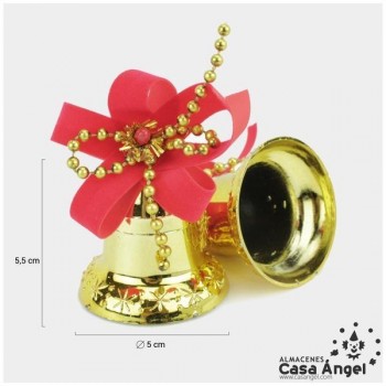 CAMPANAS DORADAS CON LAZO ROJO SET 10 UNIDADES