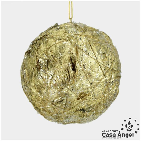 BOLA RÚSTICA GLITTER ORO ARTESANAL 8cm