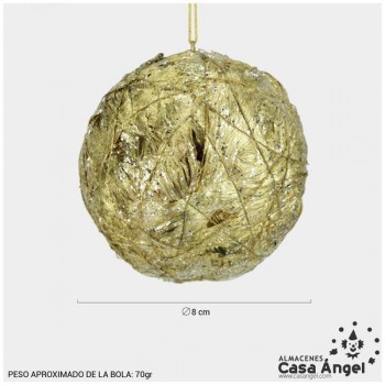 BOLA RÚSTICA GLITTER ORO ARTESANAL 8cm