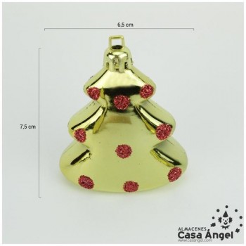 ÁRBOLITOS DORADOS CON GLITTER ROJO SET 8 UNIDADES