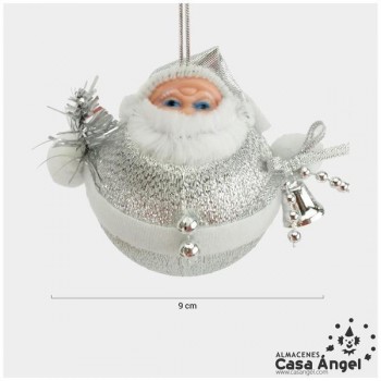 ESFERAS DE NAVIDAD DE PAPÁ NOEL EN PLATA SET DE 8 UNIDADES