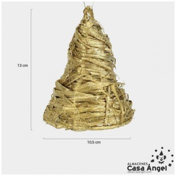 CAMPANA RÚSTICA GLITTER ARTESANAL ORO 13cm