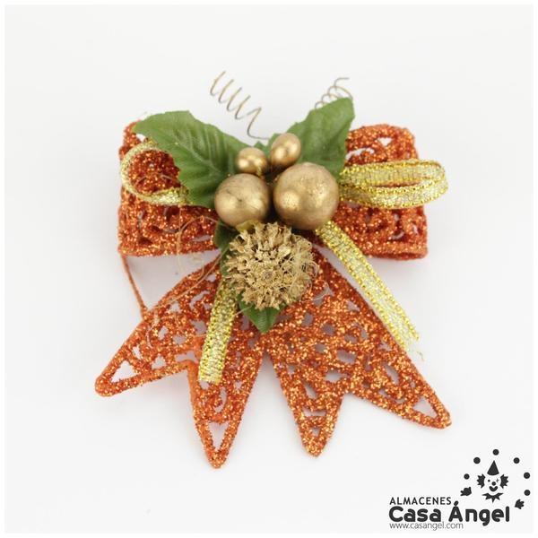 LAZOS GLITTER ROJOS CON RAMAS 6cm SET 8 UNIDADES