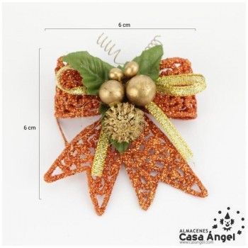 LAZOS GLITTER ROJOS CON RAMAS 6cm SET 8 UNIDADES