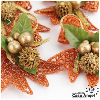 LAZOS GLITTER ROJOS CON RAMAS 6cm SET 8 UNIDADES
