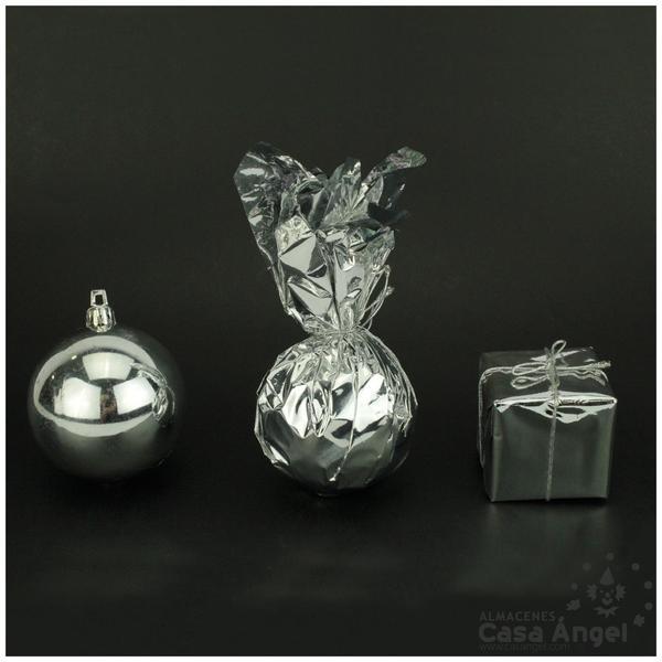 BOLSA DE DECORACIÓN PARA NAVIDAD PLATA SET DE 24 UNIDADES