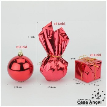 BOLSA DE DECORACIÓN PARA NAVIDAD ROJO SET DE 24 UNIDADES