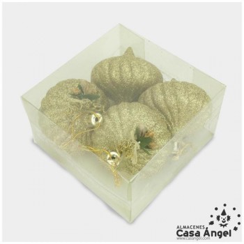 PEONZAS COLGANTE ORO 8cm SET 4 UNIDADES