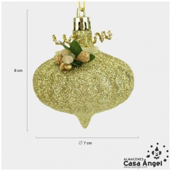 PEONZAS COLGANTE ORO 8cm SET 4 UNIDADES