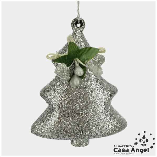 ÁRBOLES CON BRILLANTINA PLATA 88mm SET 4 UNIDADES