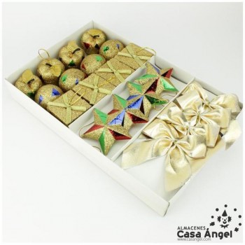 SET 20 PIEZAS PARA ÁRBOL DE NAVIDAD ORO