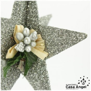 ESTRELLAS DECORACIÓN GLITTER PLATA 10cm