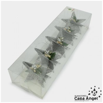 ESTRELLAS DECORACIÓN GLITTER PLATA 10cm