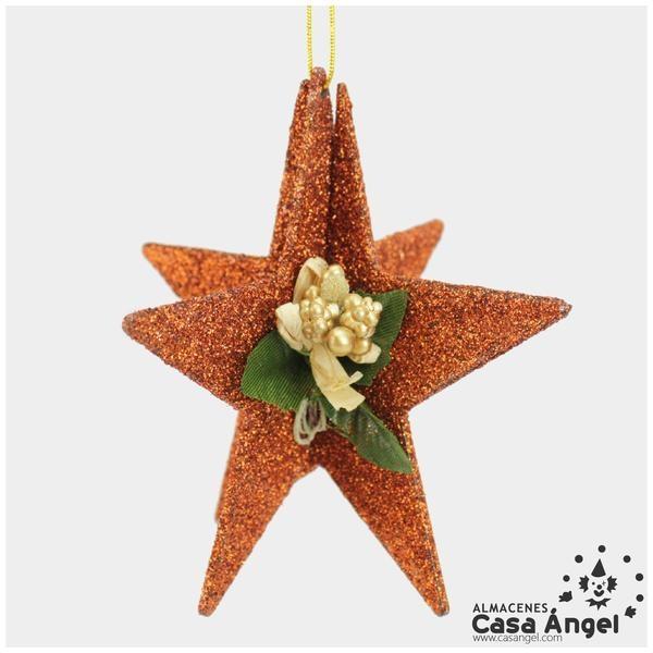 ESTRELLAS DECORACIÓN GLITTER COBRE 10cm