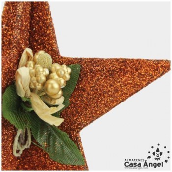 ESTRELLAS DECORACIÓN GLITTER COBRE 10cm