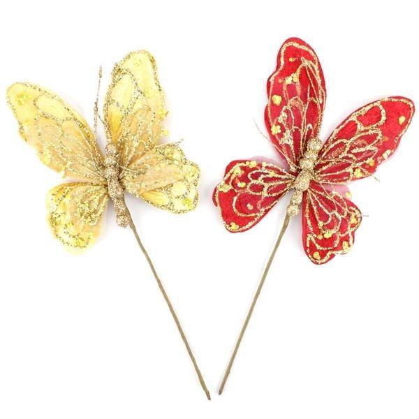 VARITA DE MARIPOSA CON GLITTER Y TERCIOPELO 30cm
