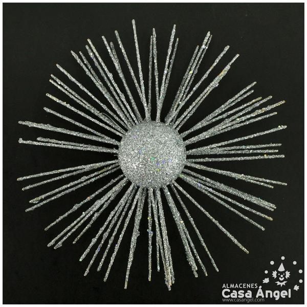 SOL BRILLANTE PLATA DECORACIÓN NAVIDAD 20cm