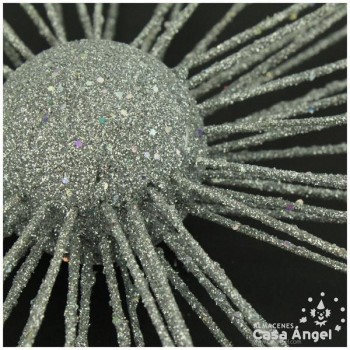 SOL BRILLANTE PLATA DECORACIÓN NAVIDAD 20cm