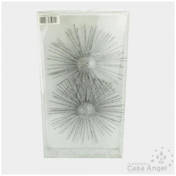 SOL BRILLANTE PLATA DECORACIÓN NAVIDAD 20cm