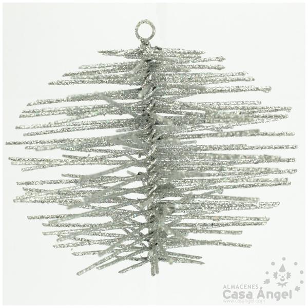 SOL BRILLANTE PLATA DECORACIÓN NAVIDAD 13cm SET 3 UNIDADES