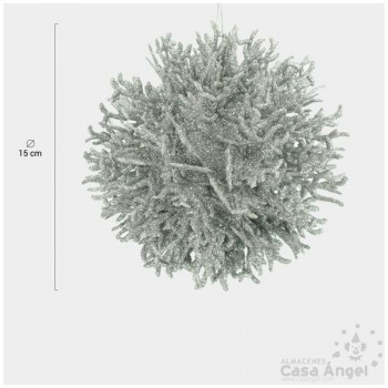 BOLAS DE NAVIDAD SOL GLITTER PLATA 8cm SET 2 UNIDADES