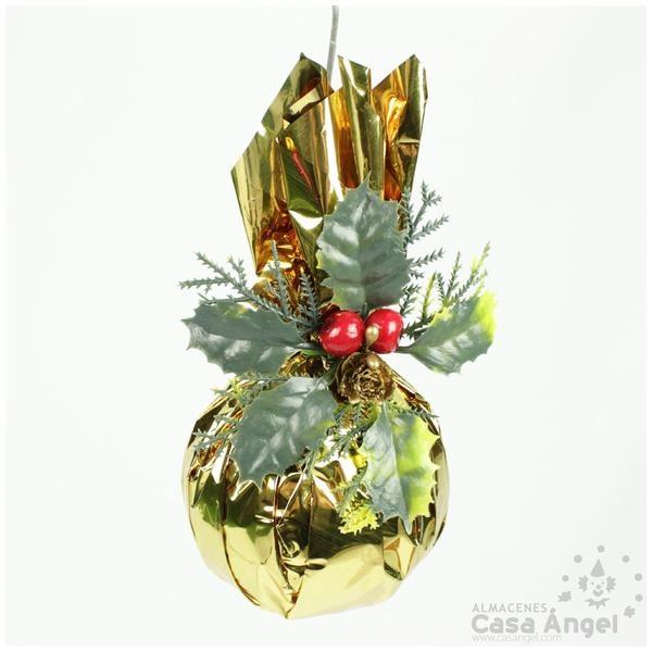 BOLA NAVIDAD ENVUELTA CON ADORNO ORO 11cm