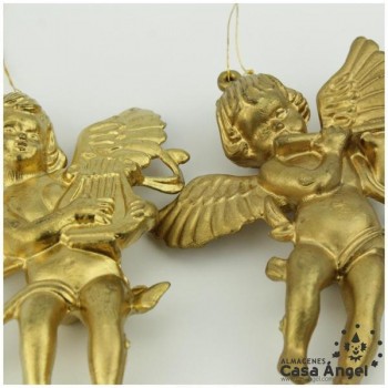 ANGELITOS ORO DECORACIÓN NAVIDAD 9cm SET 2 UNIDADES