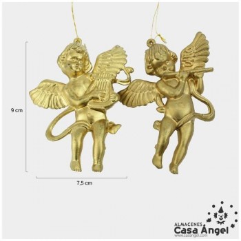 ANGELITOS ORO DECORACIÓN NAVIDAD 9cm SET 2 UNIDADES