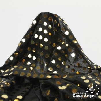 TERCIOPELO NEGRO LENTEJUELAS CORAZONES FOIL 115cm