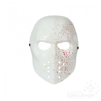 MÁSCARA DE HOCKEY BLANCA CON SANGRE