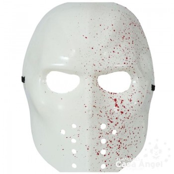 MÁSCARA DE HOCKEY BLANCA CON SANGRE