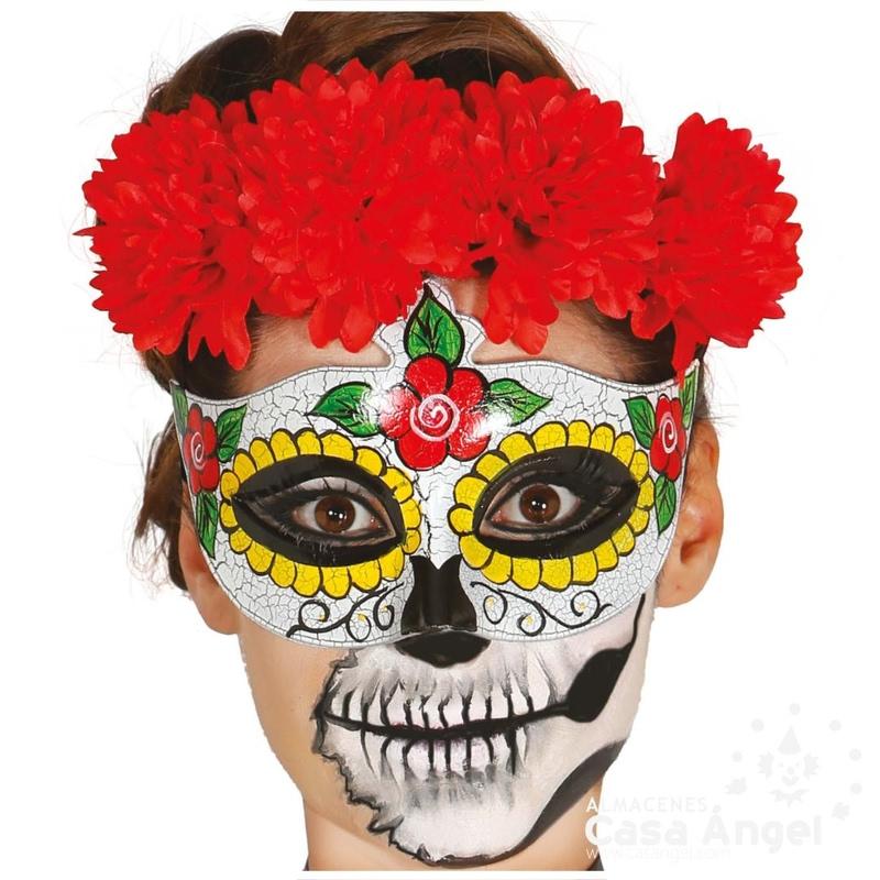 ANTIFAZ DE CATRINA CON DETALLES ESTILO PINCELADAS
