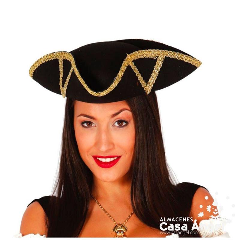 SOMBRERO DE ALMIRANTE DE FIELTRO CON PASAMANERÍA DORADA
