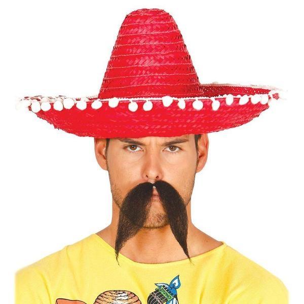 SOMBRERO MEXICANO ROJO DE PAJA 45cm