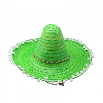 SOMBRERO MEXICANO VERDE PISTACHO DE PAJA 45cm
