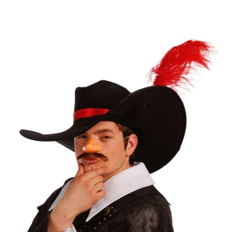 SOMBRERO DE MOSQUETERO CON PLUMA ROJA