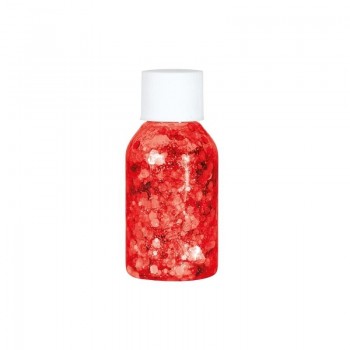 BOTE DE GLITTER CON GEL COLOR ROJO 20gr