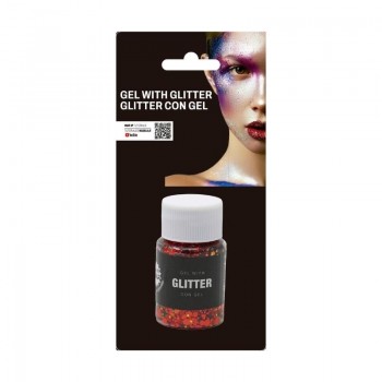 BOTE DE GLITTER CON GEL COLOR ROJO 20gr