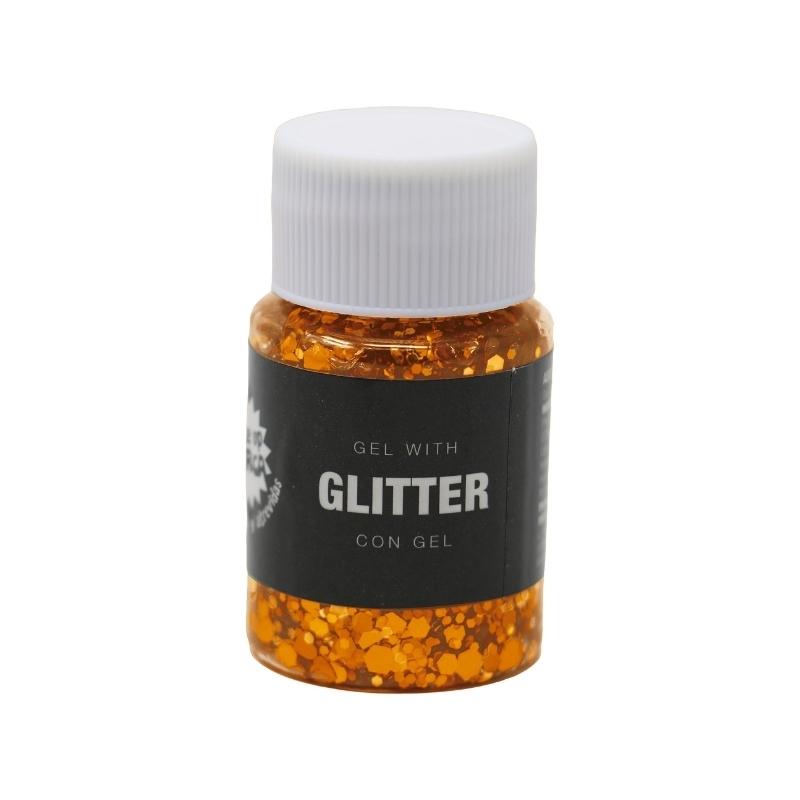 BOTE DE GLITTER CON GEL COLOR NARANJA 20gr
