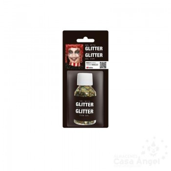 BOTE DE GLITTER CON GEL COLOR ORO 20gr