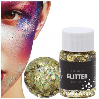 BOTE DE GLITTER CON GEL COLOR ORO 20gr
