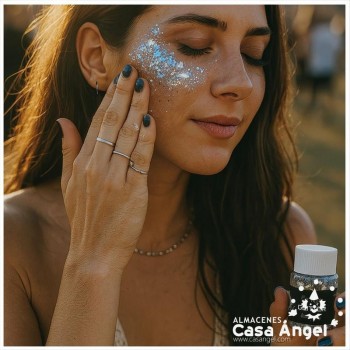 BOTE DE GLITTER CON GEL COLOR PLATA 20gr