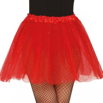 TUTÚ ROJO DE TUL CON GLITTER 40cm