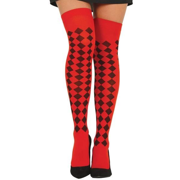 MEDIAS ROJAS CON ROMBOS NEGROS ADULTO