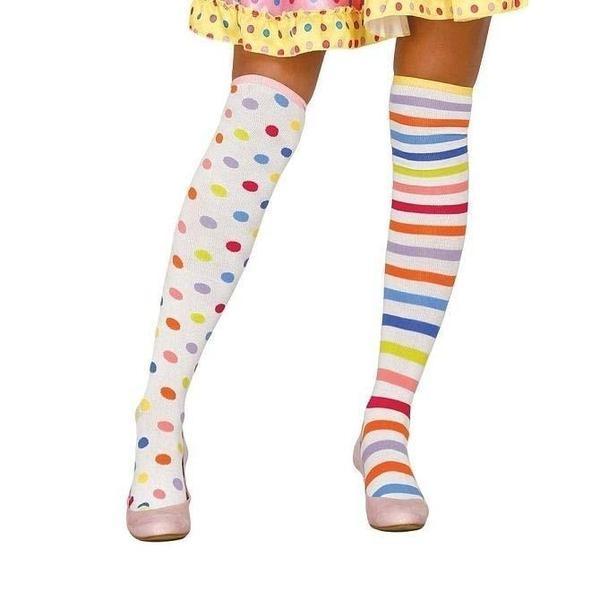 MEDIAS PAYASO CLOWN LUNARES RAYAS
